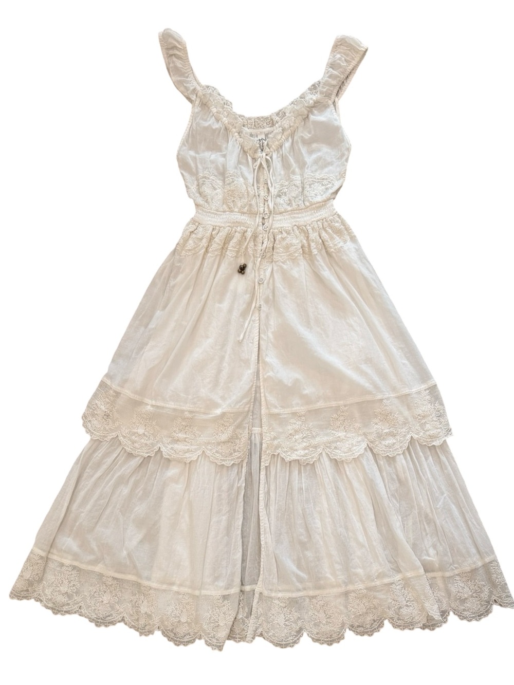 Free People Mila White Tiered Lace Maxi Dress - Picture 3 of 9